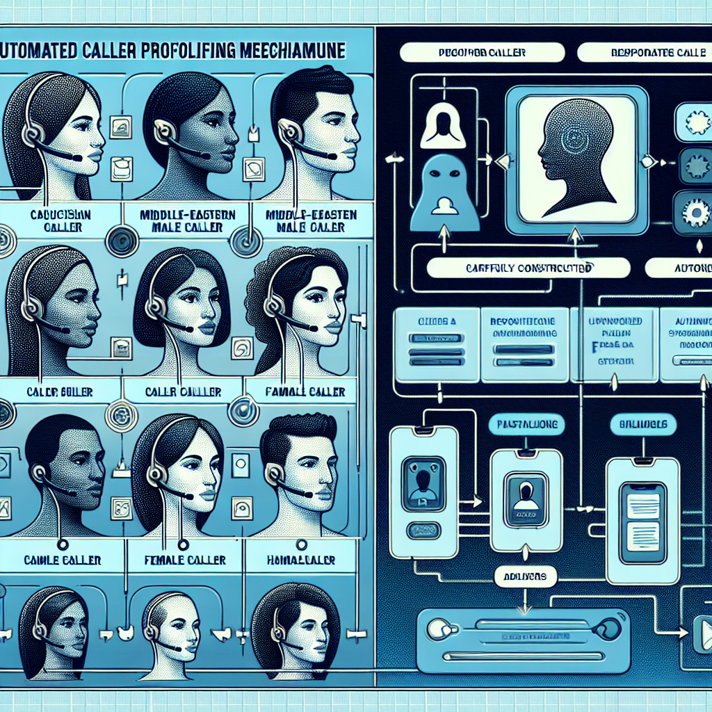 An image illustrating an automated caller profiling system in action, perhaps showing different caller profiles and a flowchart of how the system responds differently to each one.