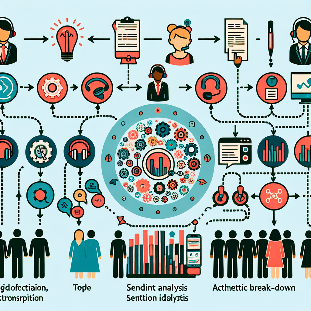 An infographic illustrating the process of Automated Call Transcript Analysis
