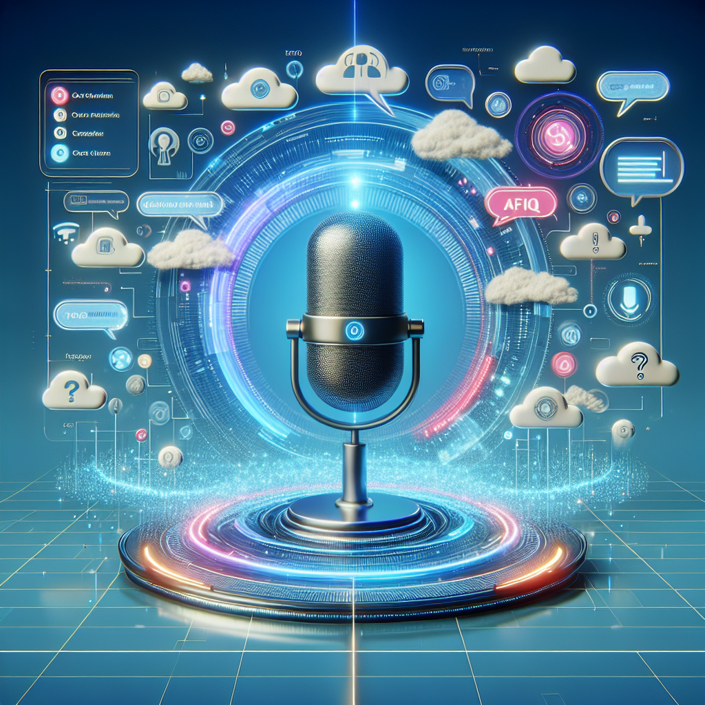 An interactive image depicting Voice-Activated FAQ System