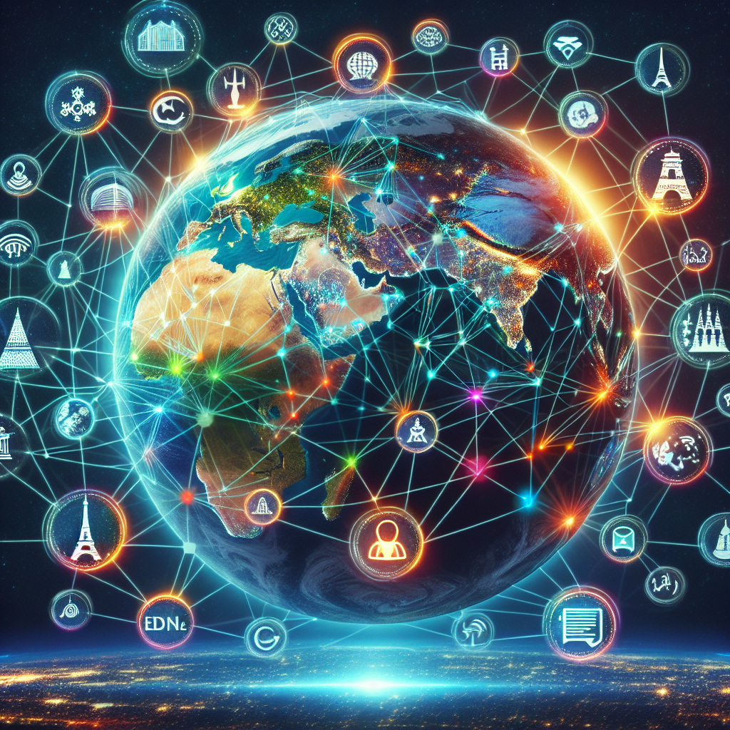 An image showing the globe with network connections symbolizing global communication facilitated by AI multilingual systems