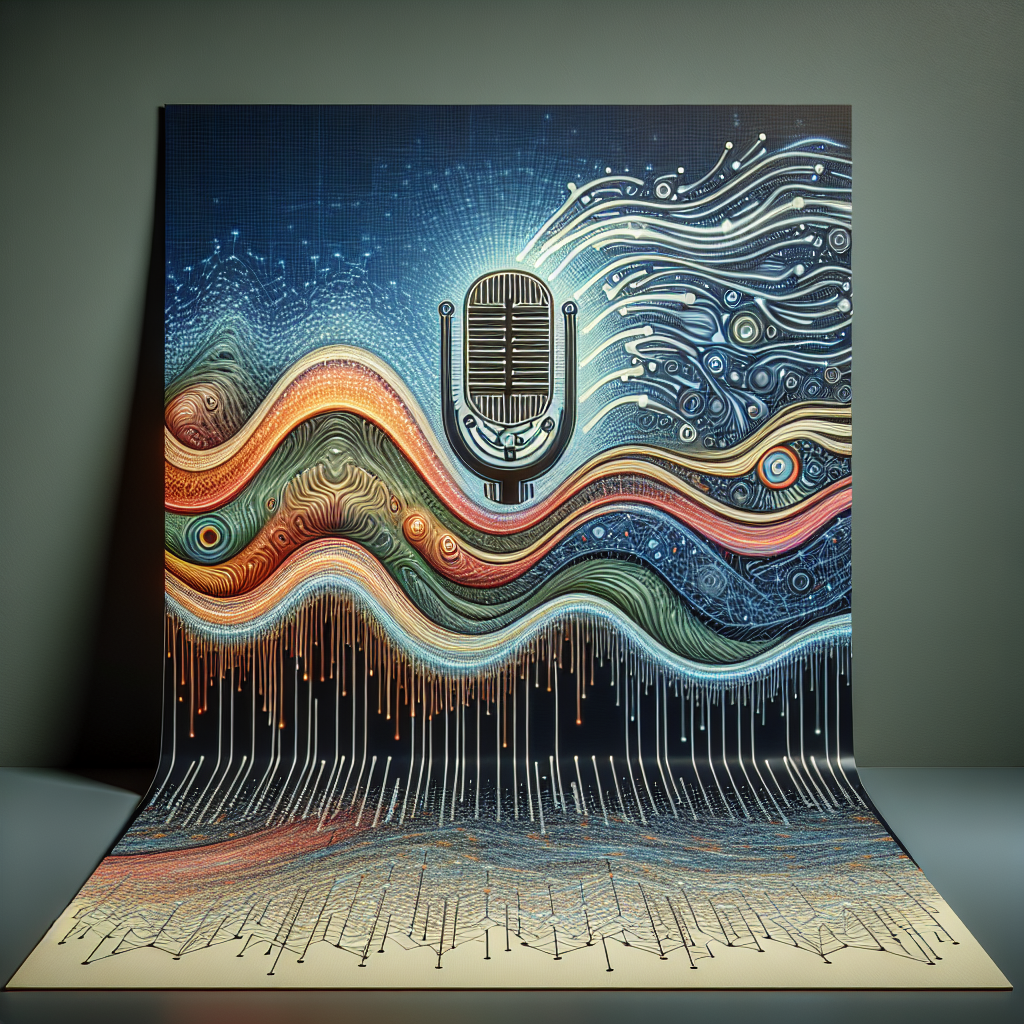 A conceptual image of voice waves transforming into digital patterns, symbolizing voice biometrics