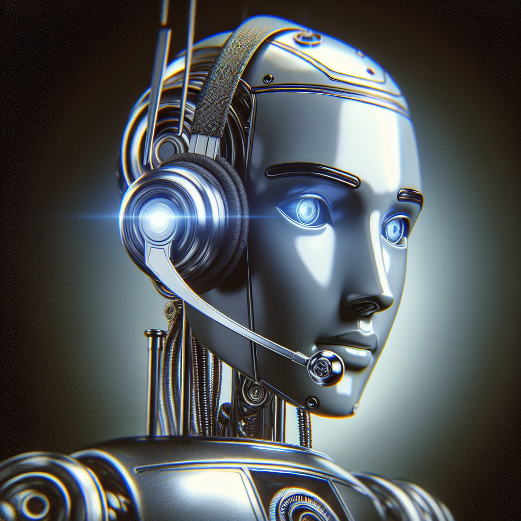 A conceptual picture depicting a robot overlaid with a customer service headset, representing AI in customer support.