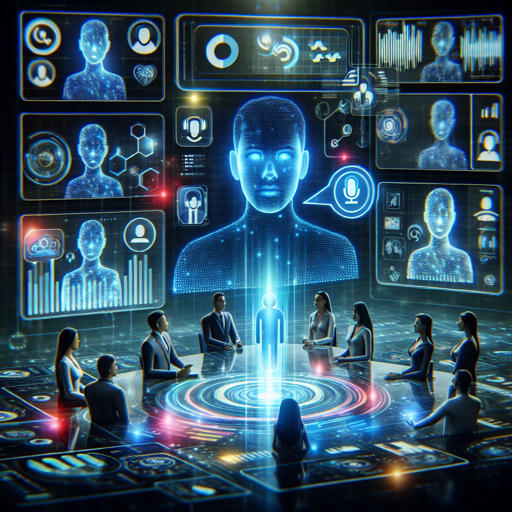 An AI assistant device conducting a conference call, illustrating AI's role in improving multi-party communications