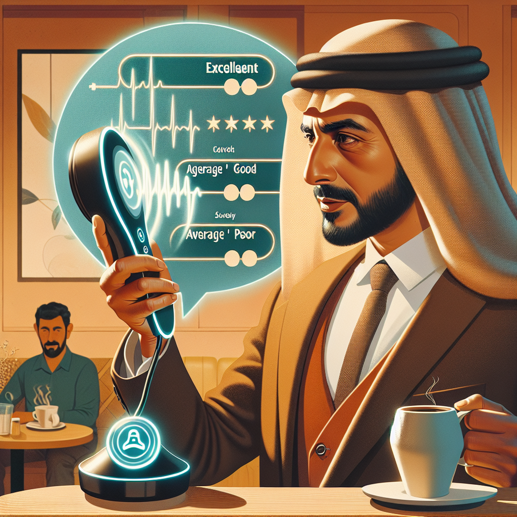 An image showing a customer giving feedback using a voice-based survey