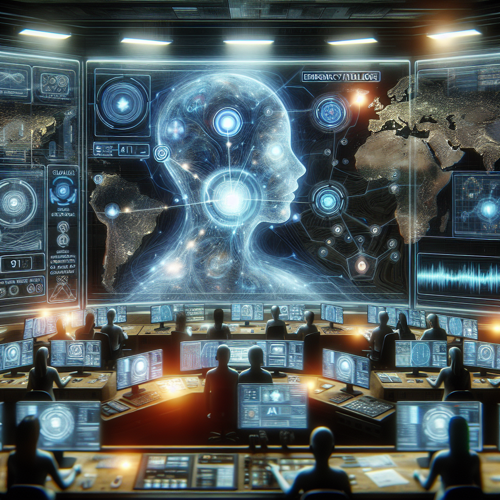 A graphic representation of an AI system integrated with a 911 emergency response system