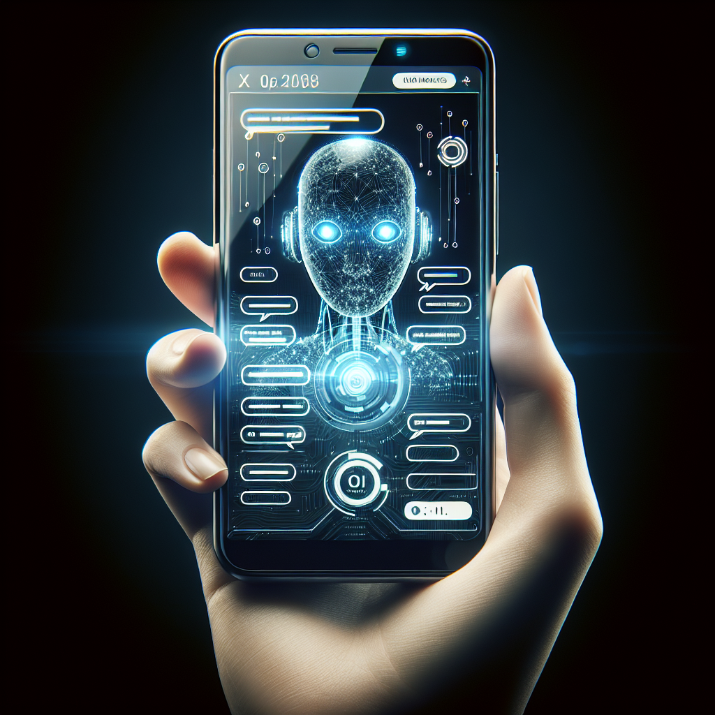 An image showcasing AI integrated phone system displaying a chatbot or virtual assistant.