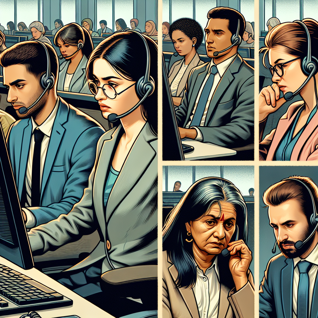 An image depicting support agents dealing with repetitive queries and showing frustration due to lack of job satisfaction