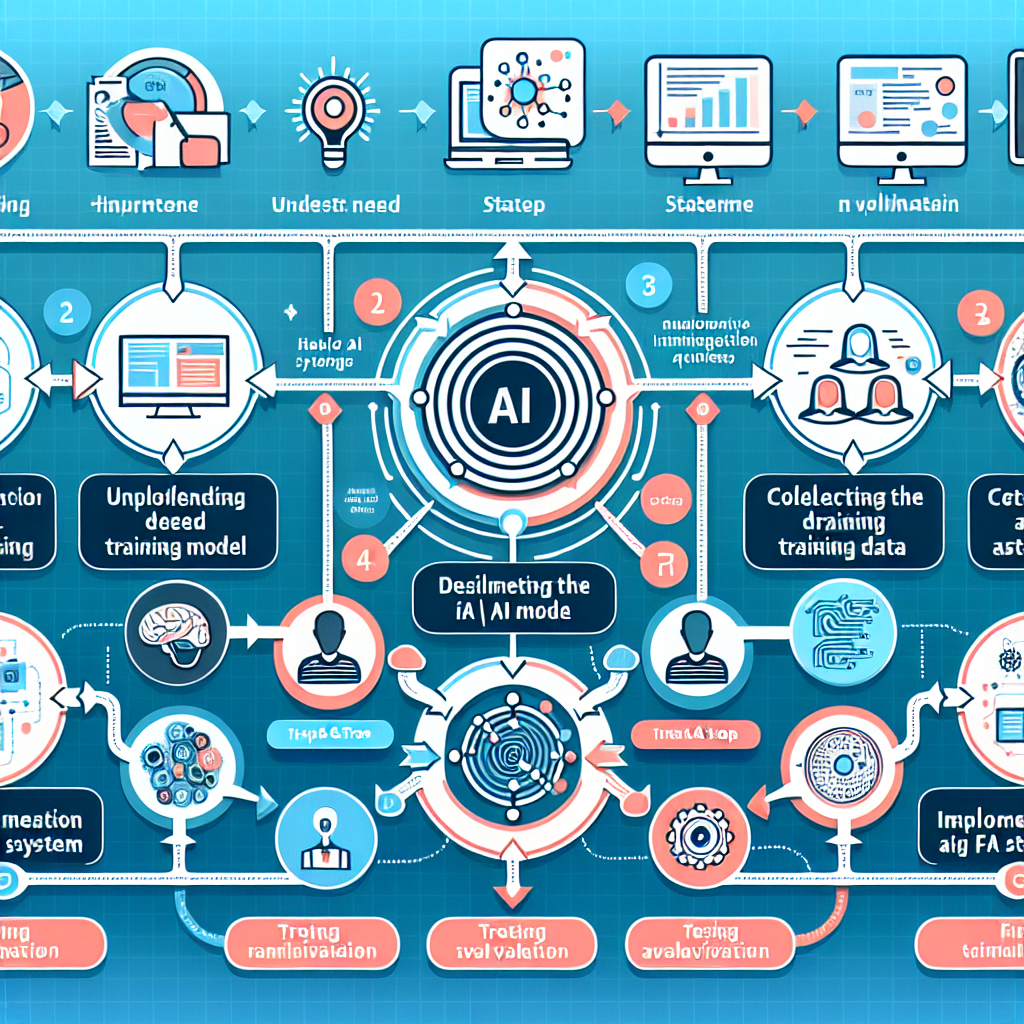 An infographic illustrating the step-by-step process of implementing an AI-driven FAQ system.
