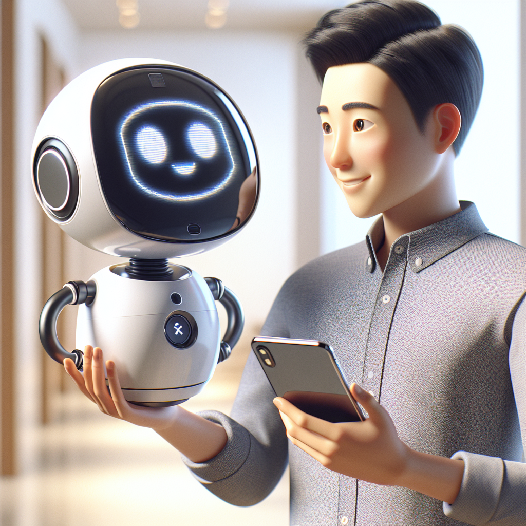 An illustration showing AIbot interacting with a customer on a smartphone
