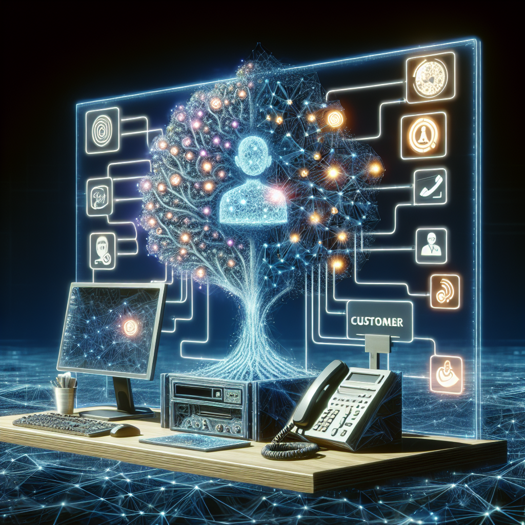 A conceptual image showing the integration of AI into a conventional customer service framework