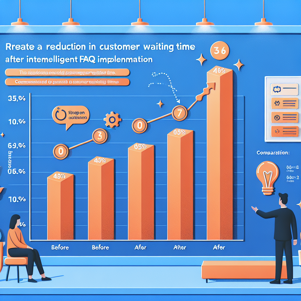 An infographic showing the decrease in customer wait times after implementing an Intelligent FAQ system