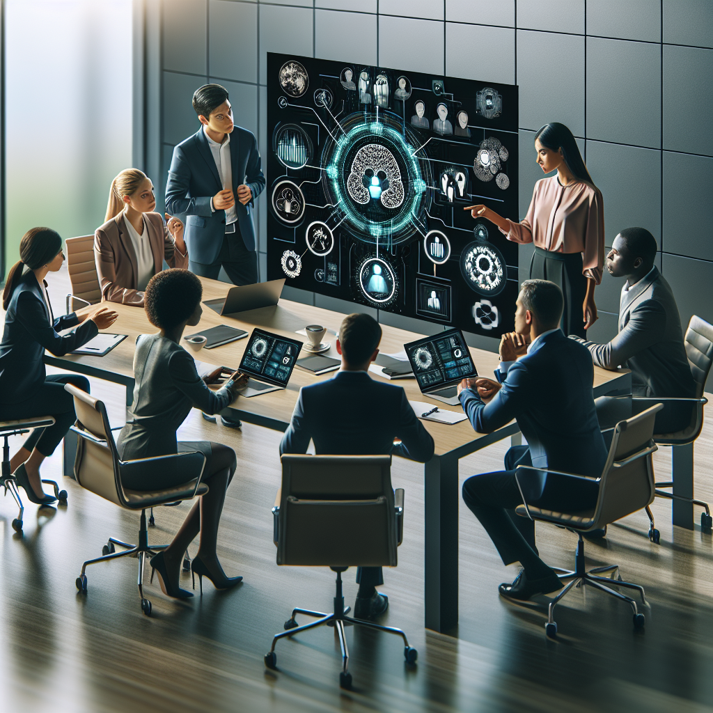 A team discussing about the implementation of AI tools for fraud detection