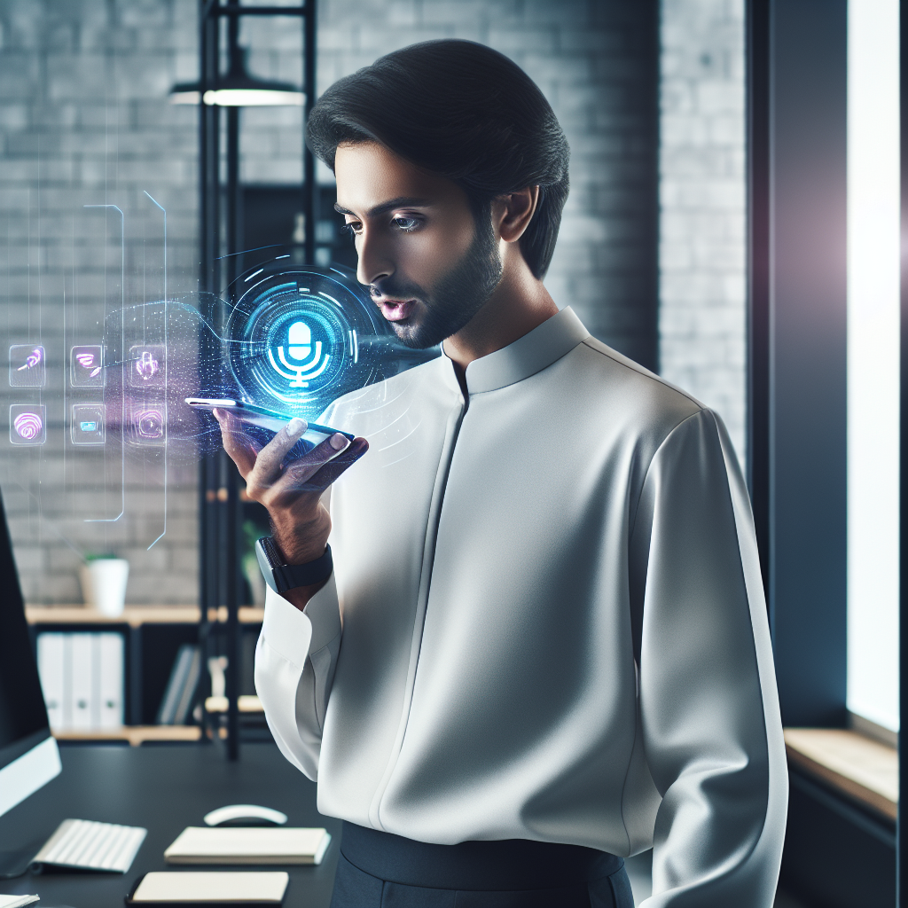 An image portraying someone using voice-activated order processing technology on their phone.