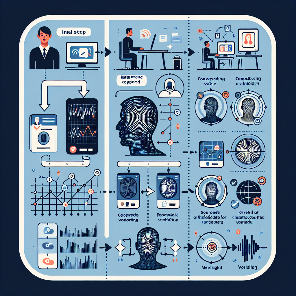 An infographic showing the steps of voice verification, from capturing the voice to analyzing it and verifying the identity