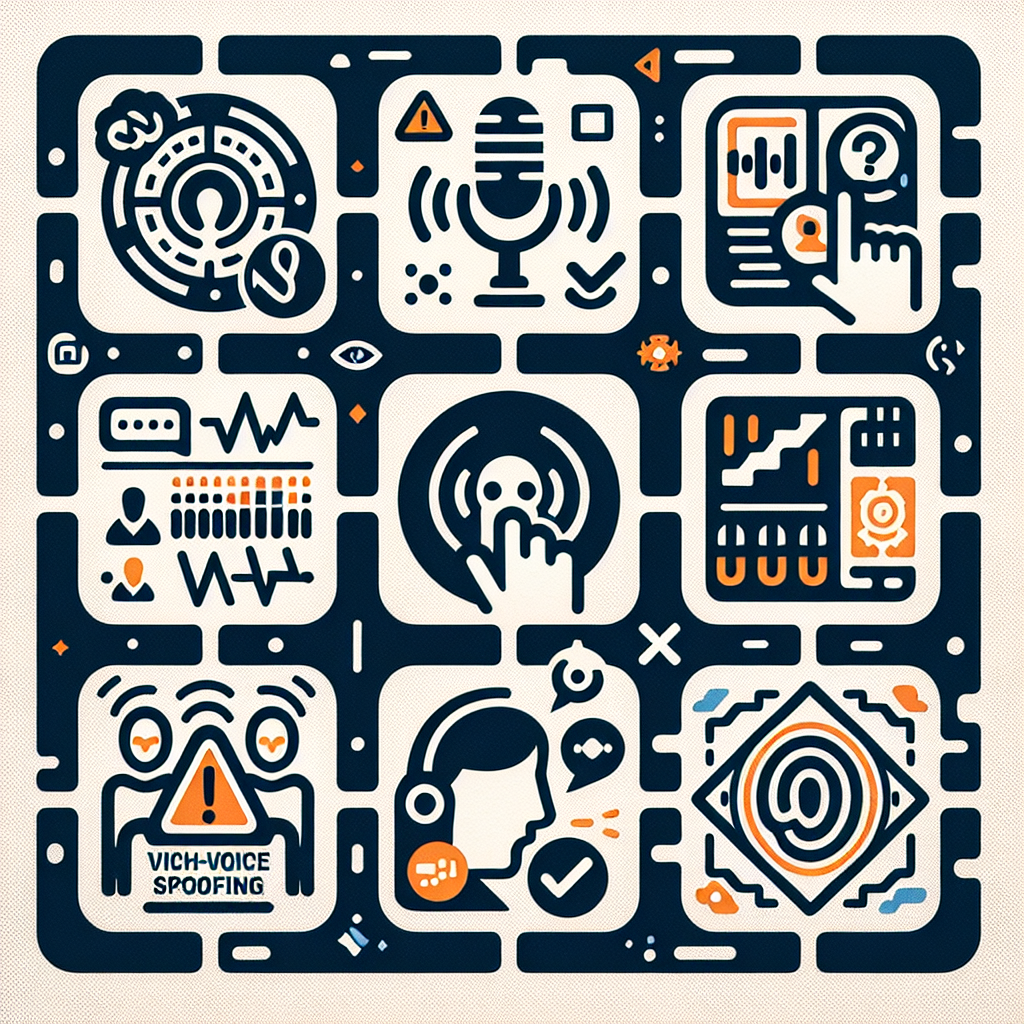 An image depicting warning icons to represent potential challenges and limitations of voice-based customer verification.