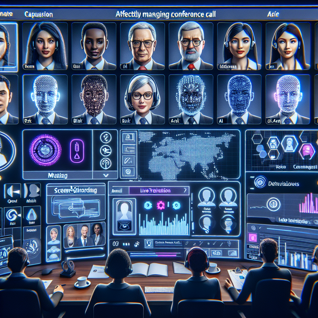 An illustrative image of an AI interface managing conference calls