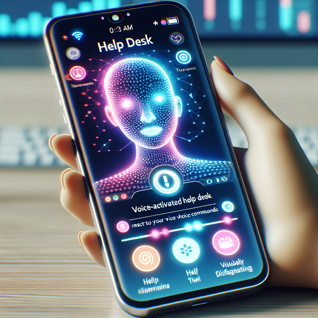 A voice-activated help desk displayed on a smartphone