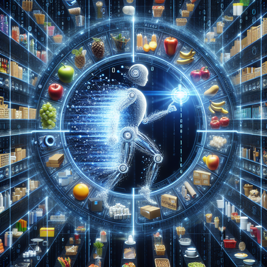 A graphic illustrating AI sifting through a database of products