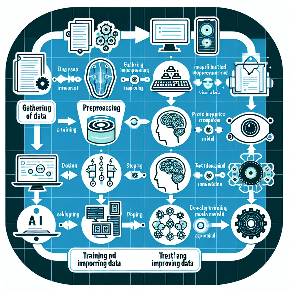 An illustrated diagram showing steps in implementing AI-powered voice bots