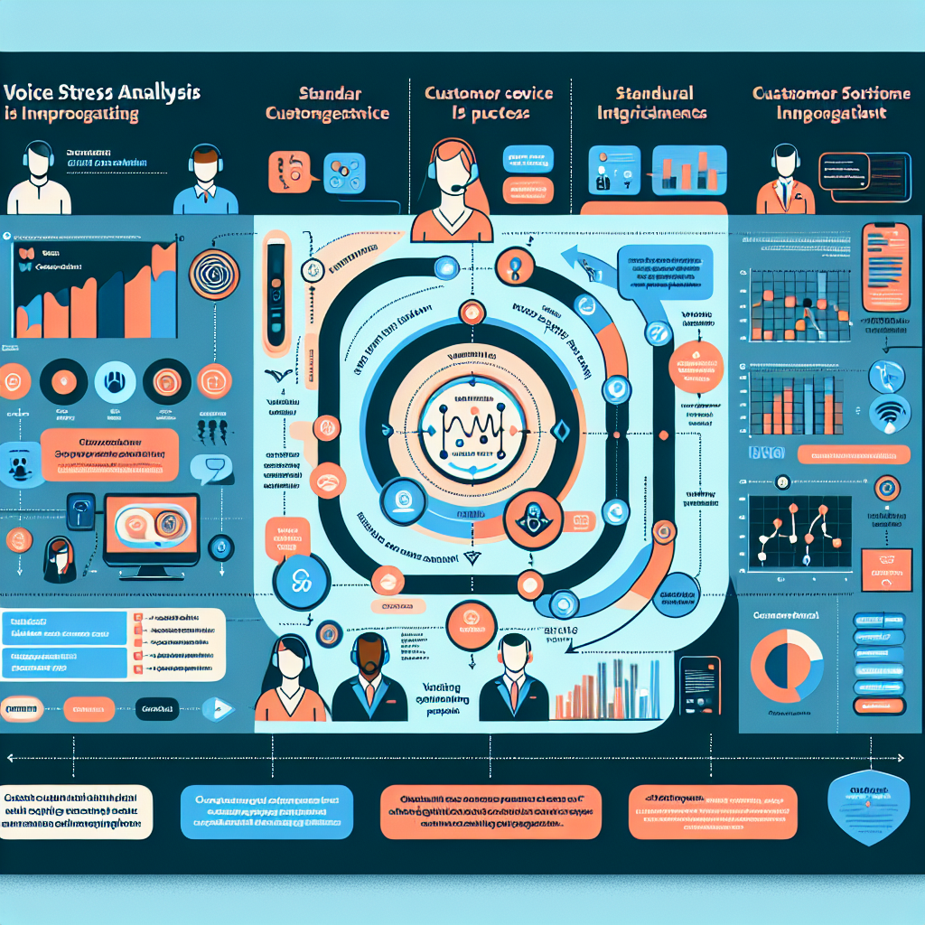 An infographic that shows how voice stress analysis integrates into a standardized customer service system.
