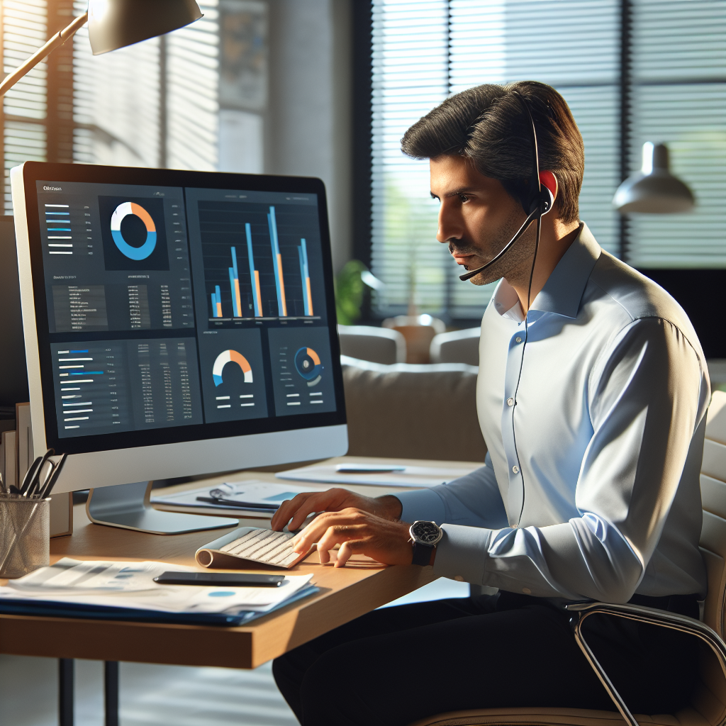 A manager looking at an AI-generated call report on his computer
