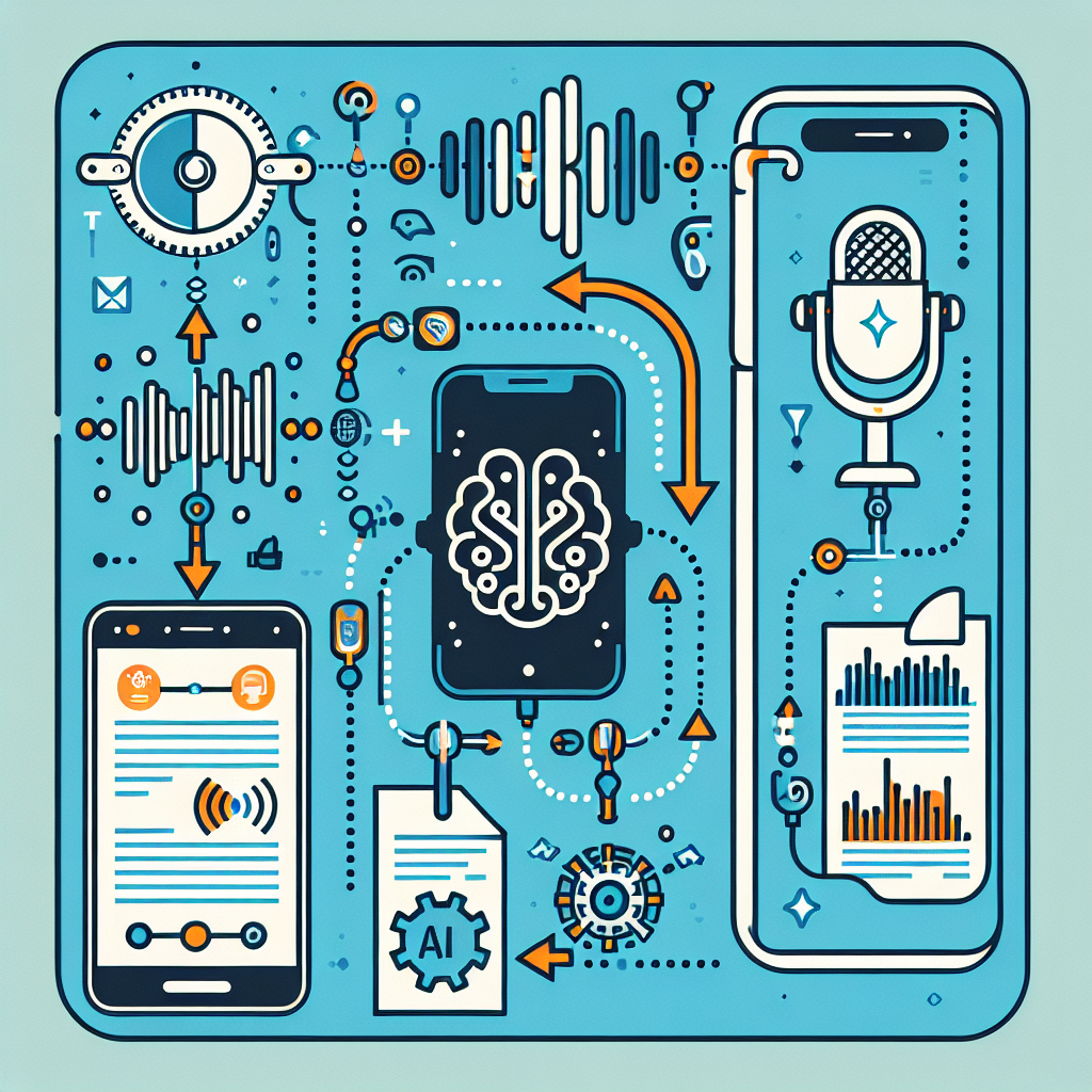 A graphic illustrating AI-driven call recording and transcription process