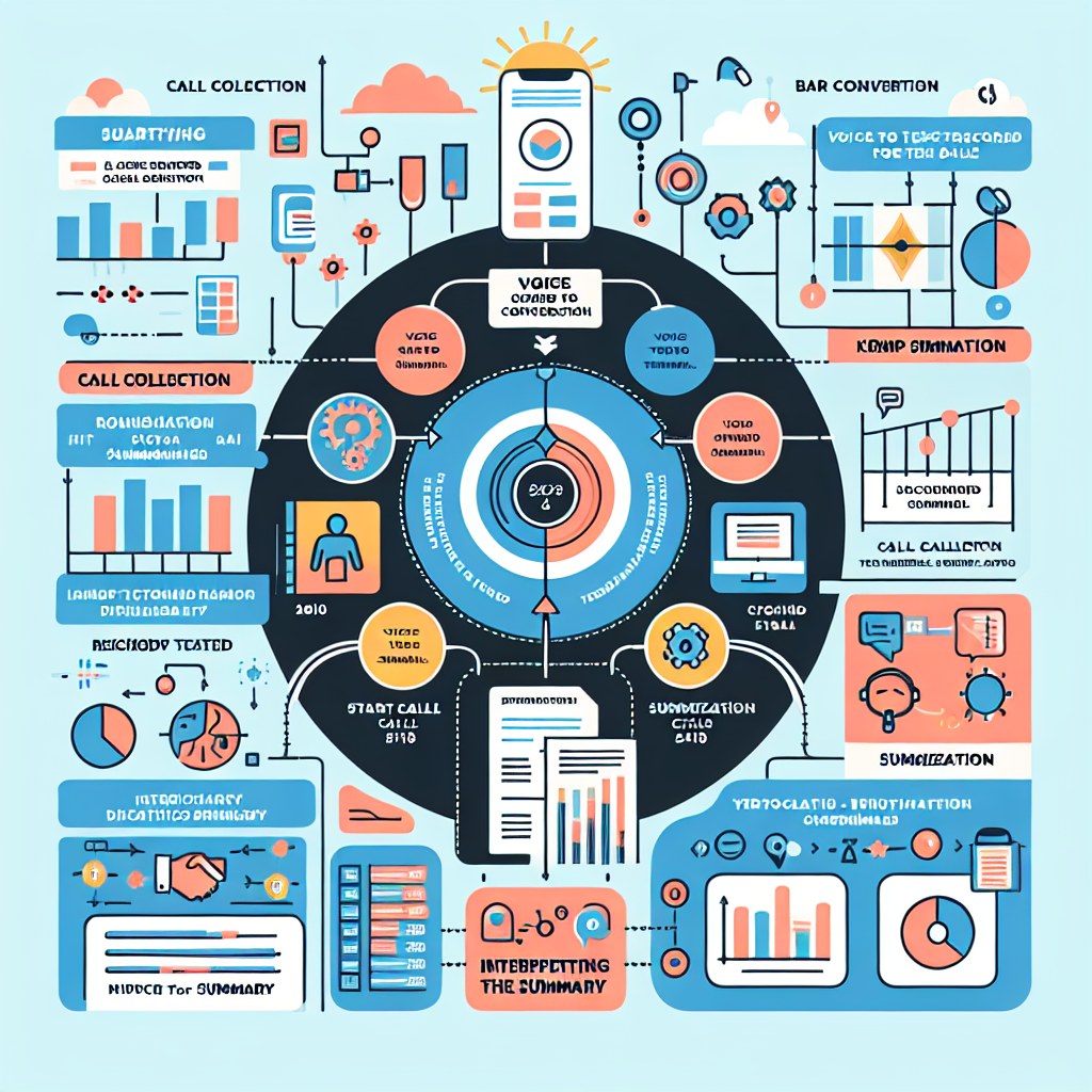 An infographic illustrating the key features of AI-generated summaries for call data