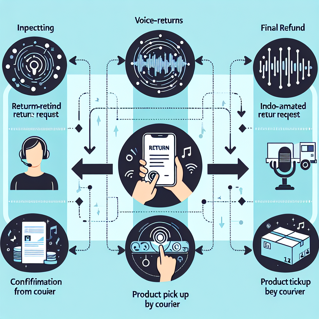 An infographic showcasing the typical process of voice-activated returns and refunds