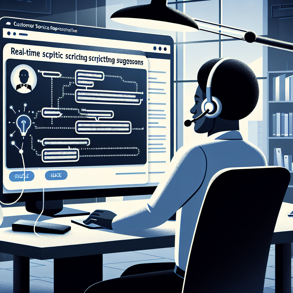An AI application providing real-time scripting suggestions to a customer service representative during a live call