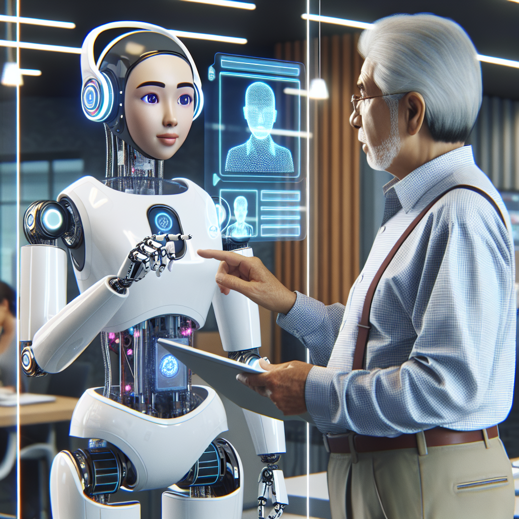 An AI-driven customer service robot taking a complaint