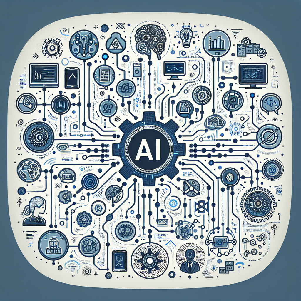 An illustration depicting AI integration with different business systems.