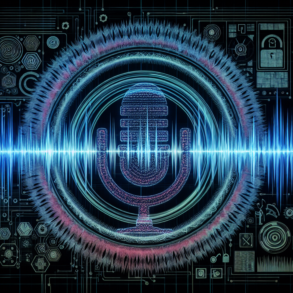 A visual representation of sound waves forming a unique voiceprint for Voice-Activated Security