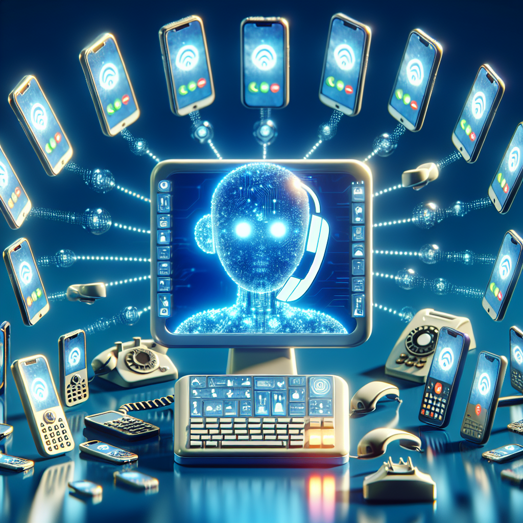 An image depicting an AI system managing multiple calls simultaneously