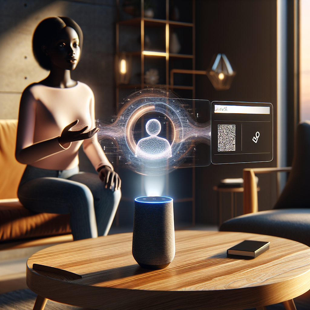 An image illustrating a voice-activated device being used to create a service ticket