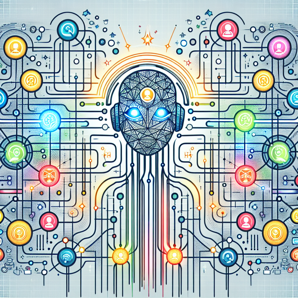 An illustration depicting how AI interacts with a network of customer calls, focusing on multiple parallel streams of communication.