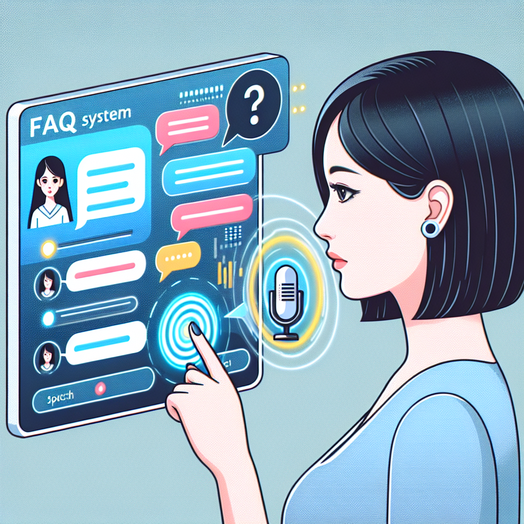 An illustrated example of a voice-activated FAQ system in action, preferably showcasing the conversation between a user and the system.