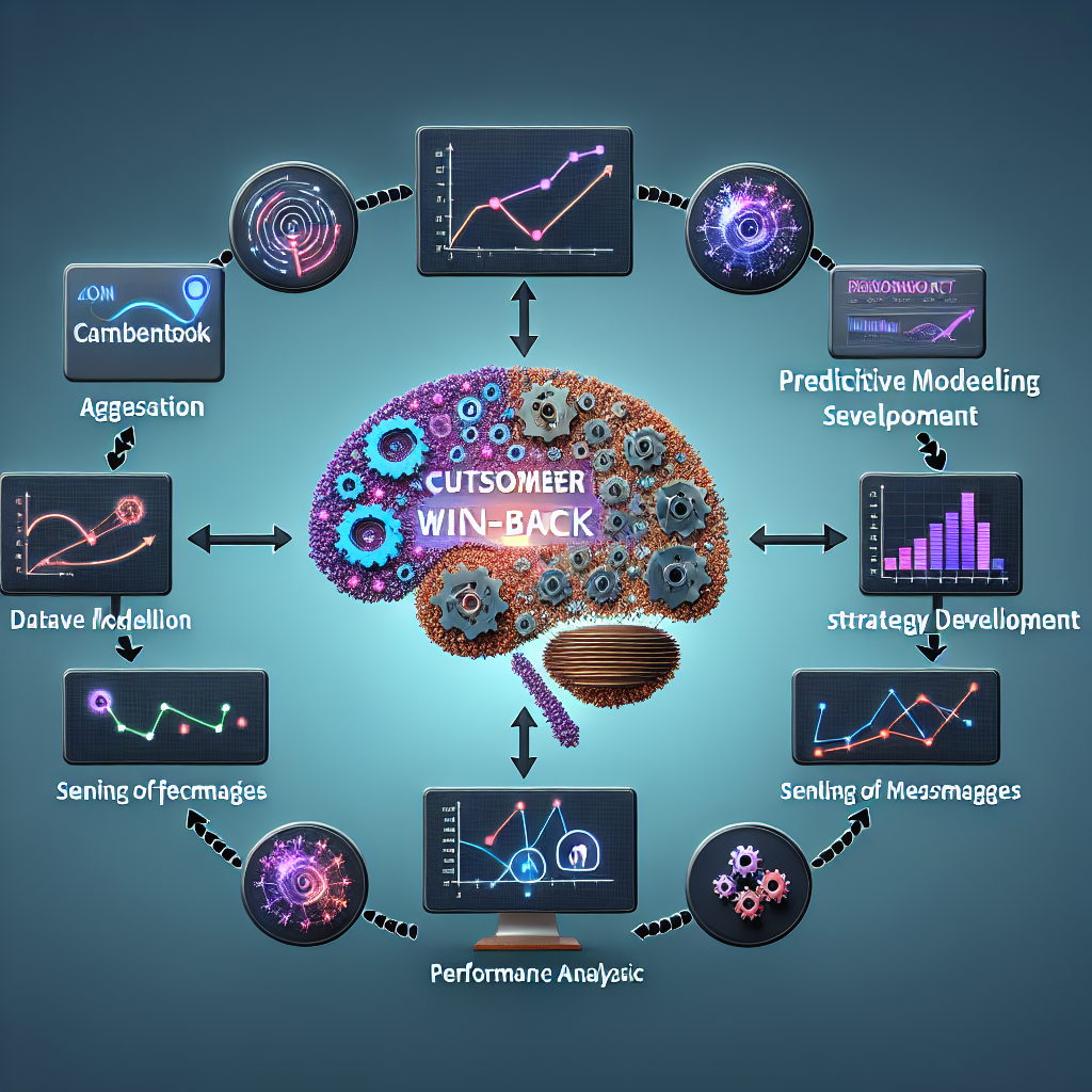 An illustrative graphic showing AI powered customer win-back campaign procedure