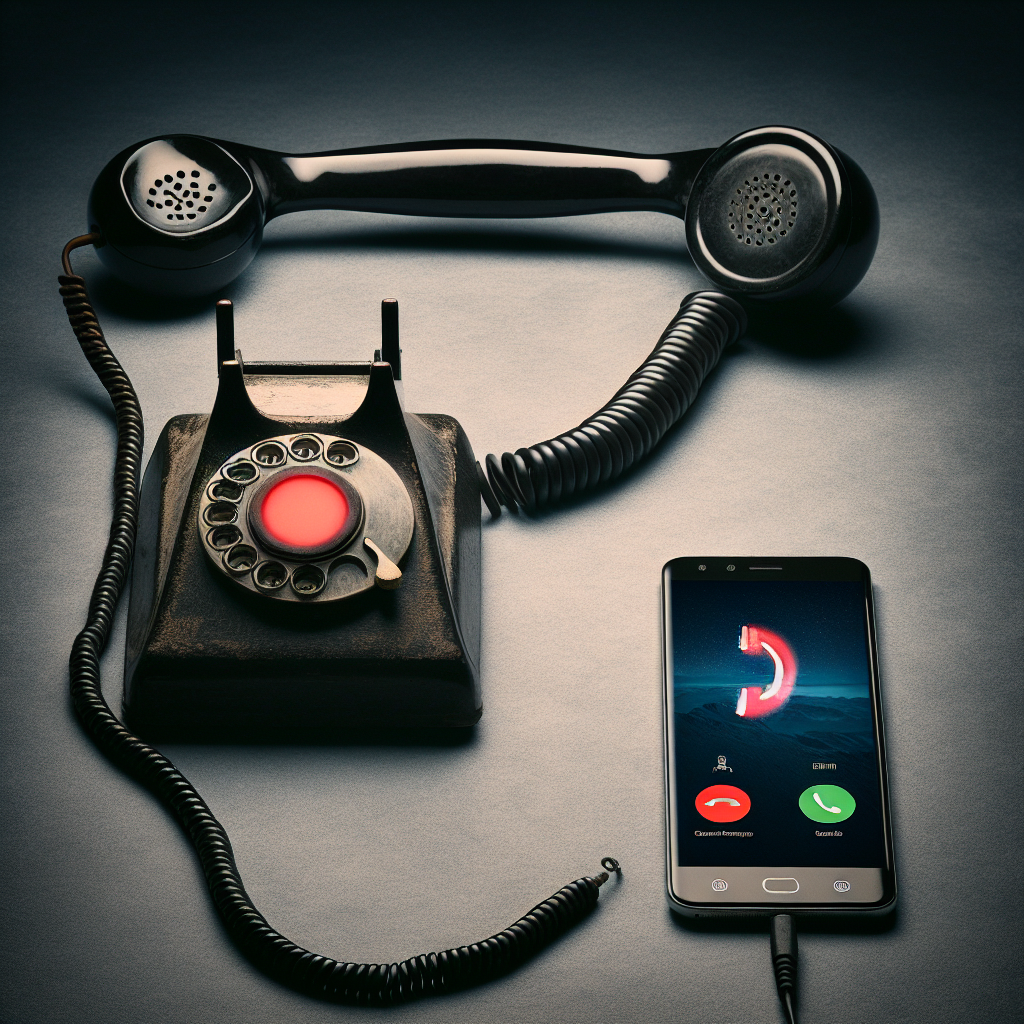 An image representing an abandoned call; it could be a disconnected phone cord or an end call symbol on a smartphone