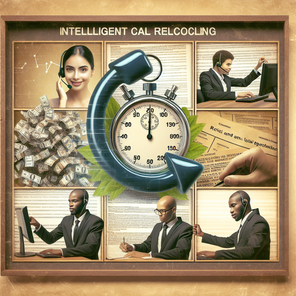 A collage showing personalized customer service, a representative timing calls, and a legal document, to represent the components of Intelligent Call Recycling best practices