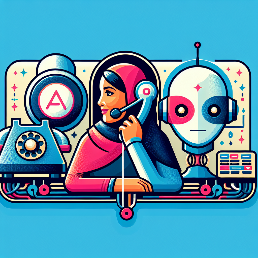A banner representing AI-driven call scoring with symbols like phone, customer service representative and AI robotics icon
