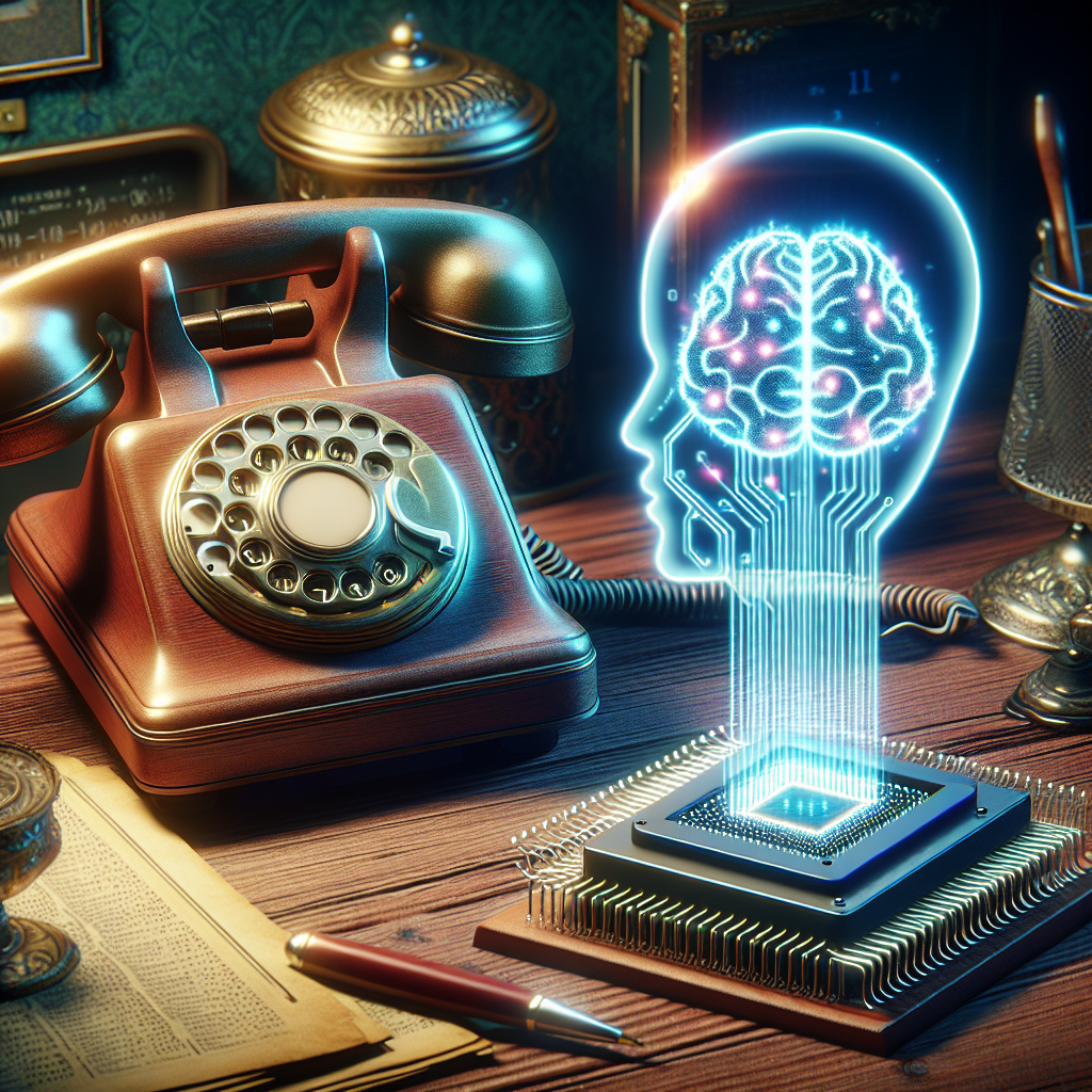 An illustration showing AI being integrated into a traditional phone system