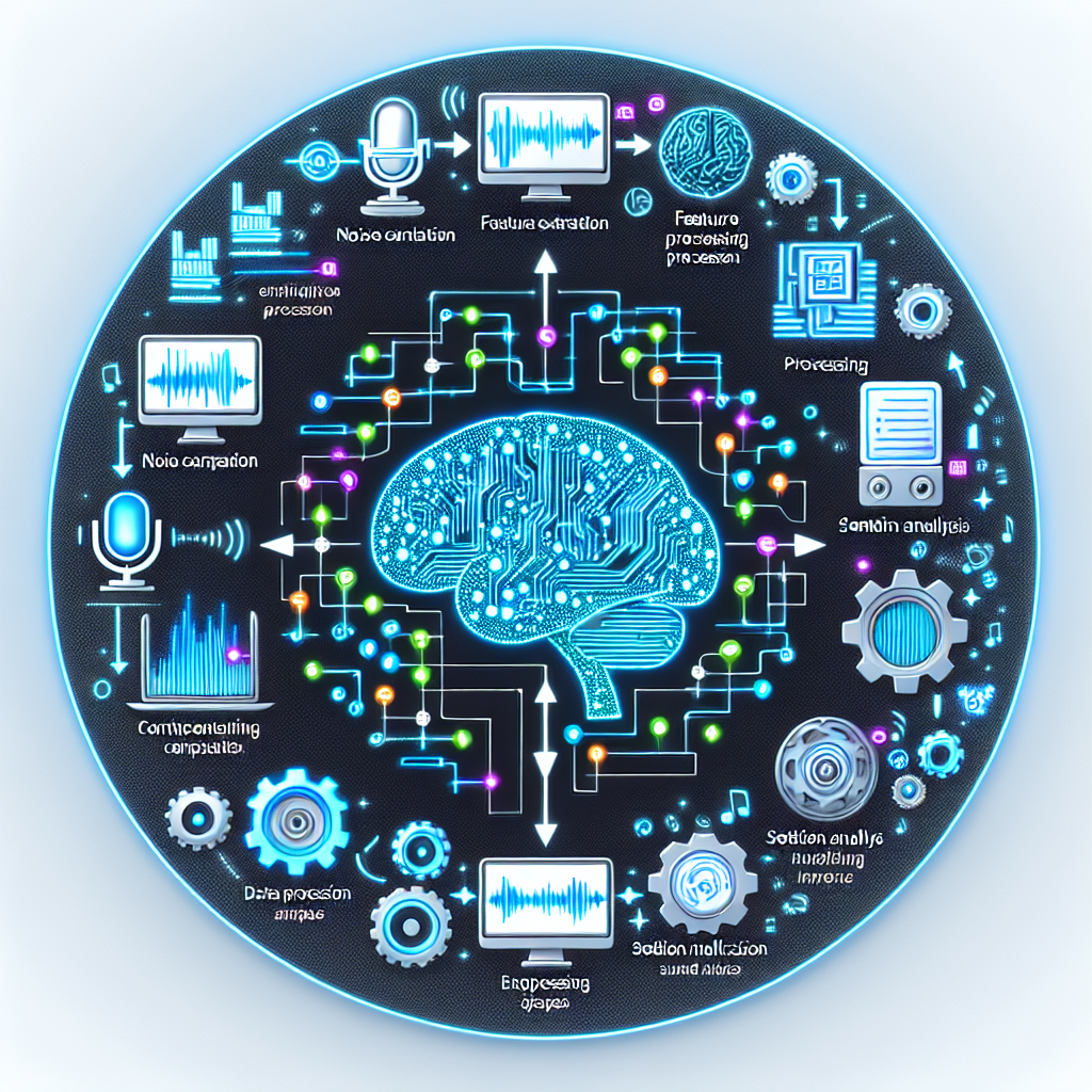 An infographic illustrating the process of voice analytics powered by artificial intelligence