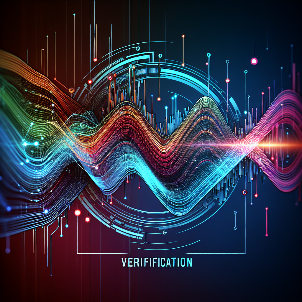 An image showing a graphic of a voice wave technology with the word 'verification'