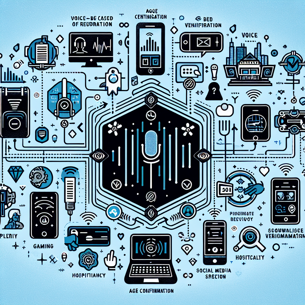 An infographic showing the application of voice-based age verification across various industries