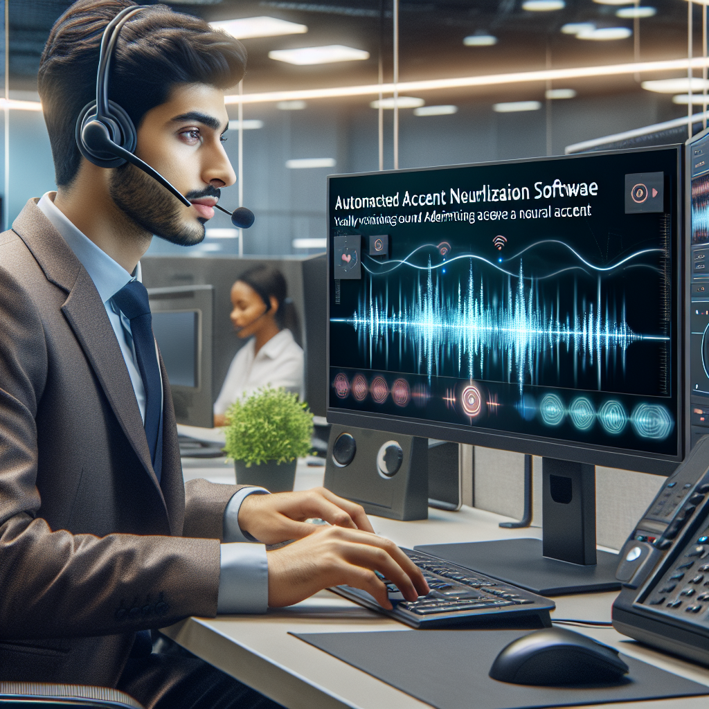 An offshore call center agent using automated accent neutralization technology while speaking to a customer