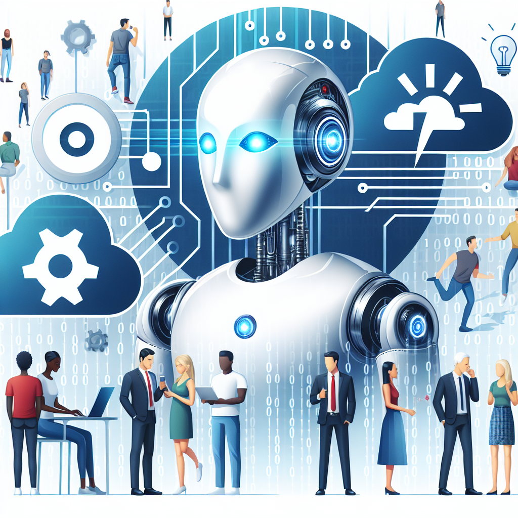 An iconographic image depicting AI and humans interacting, with a symbol indicating a challenge or problem