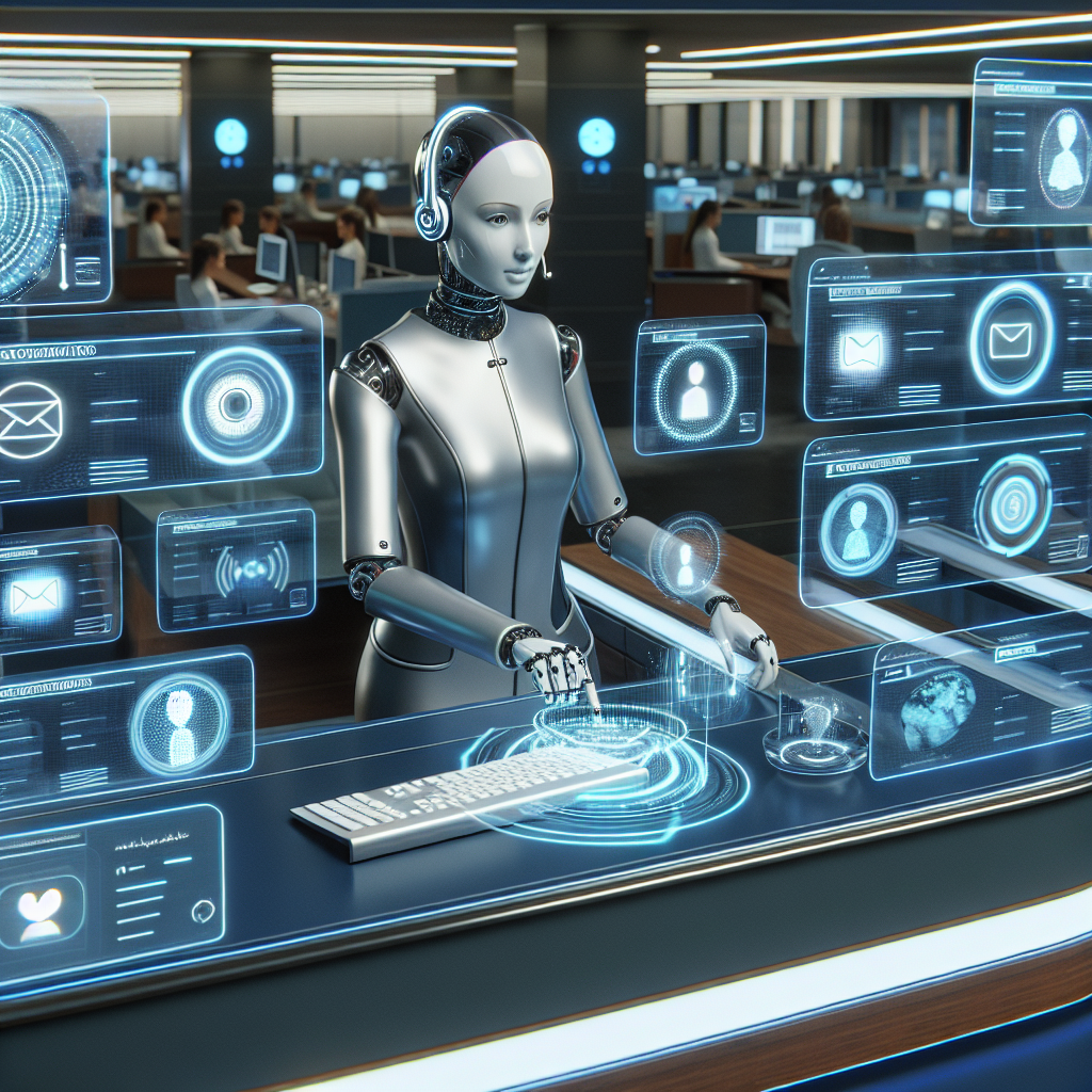 An image showing an AI receptionist managing multi-channel interactions