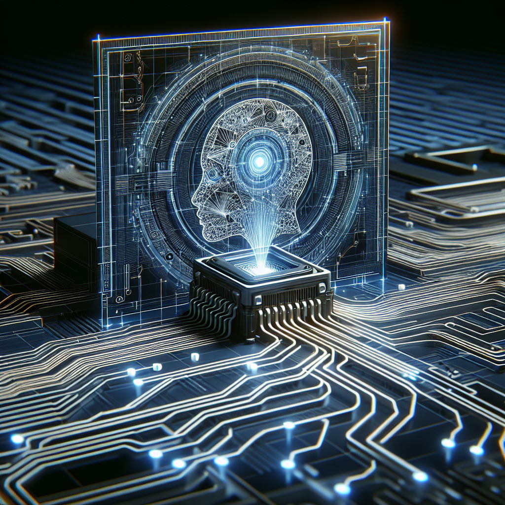 A futuristic representation of AI with circuit lines and binary code working to detect and prevent fraud