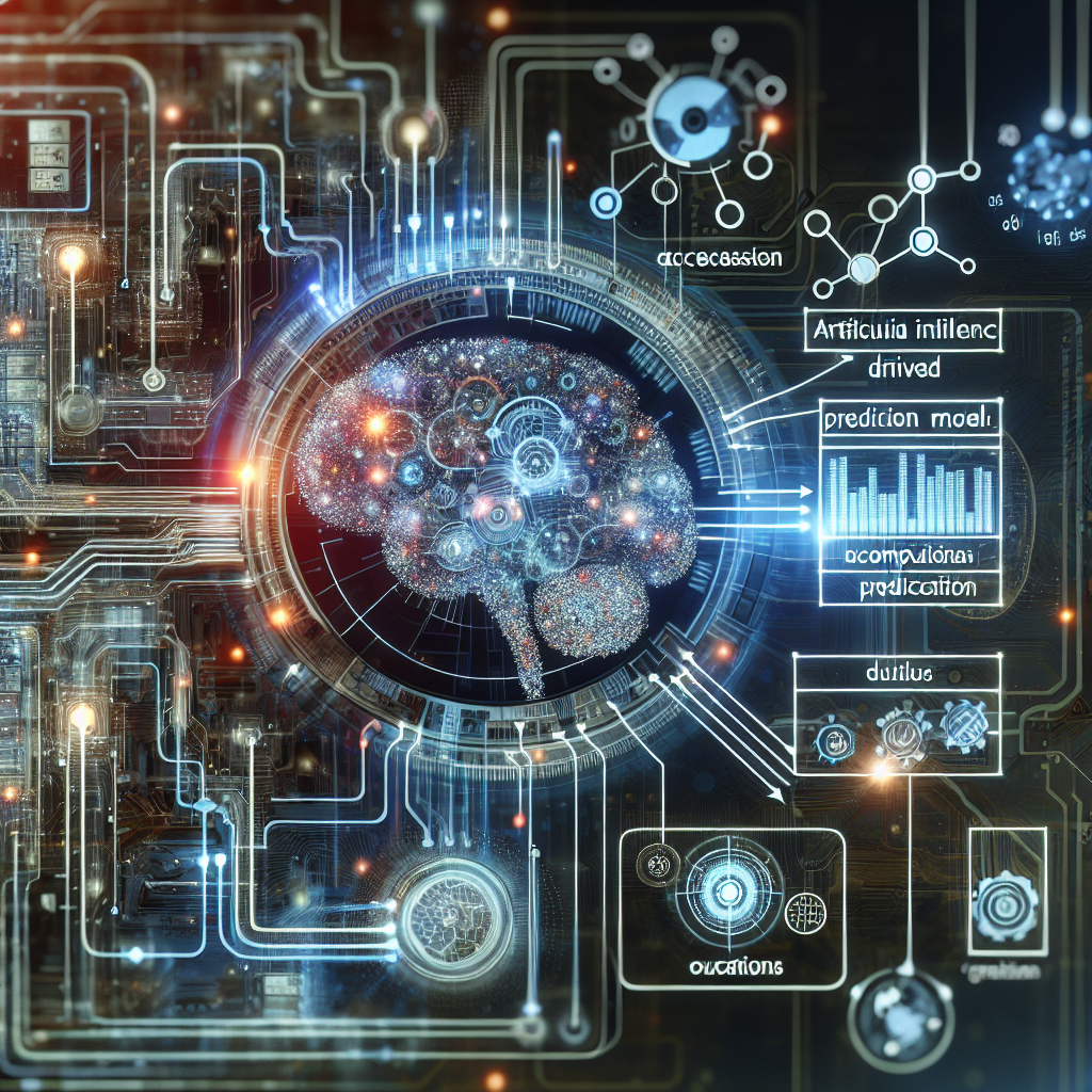 An image showcasing AI-driven prediction model accessing data and projecting possible outcomes highlighted in a flowchart or infographic