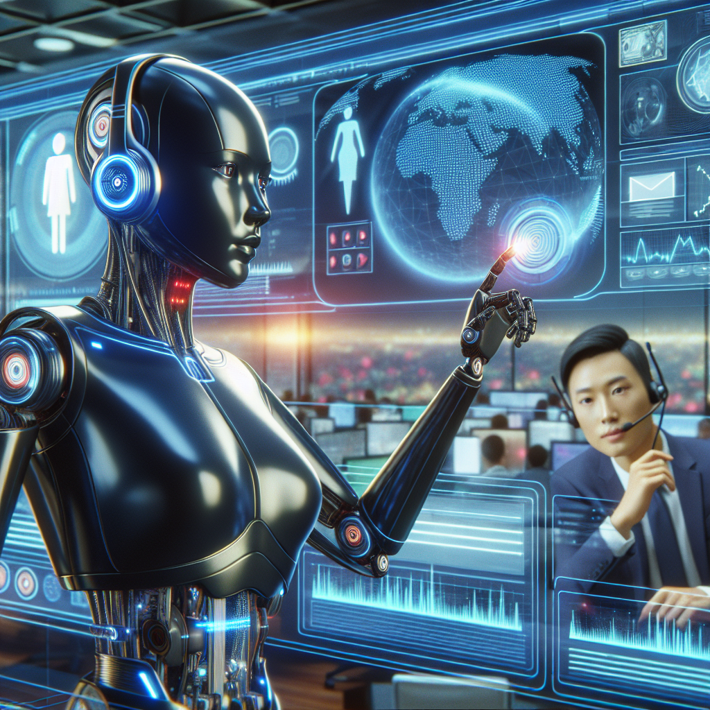An illustrative image showing AI in call center management